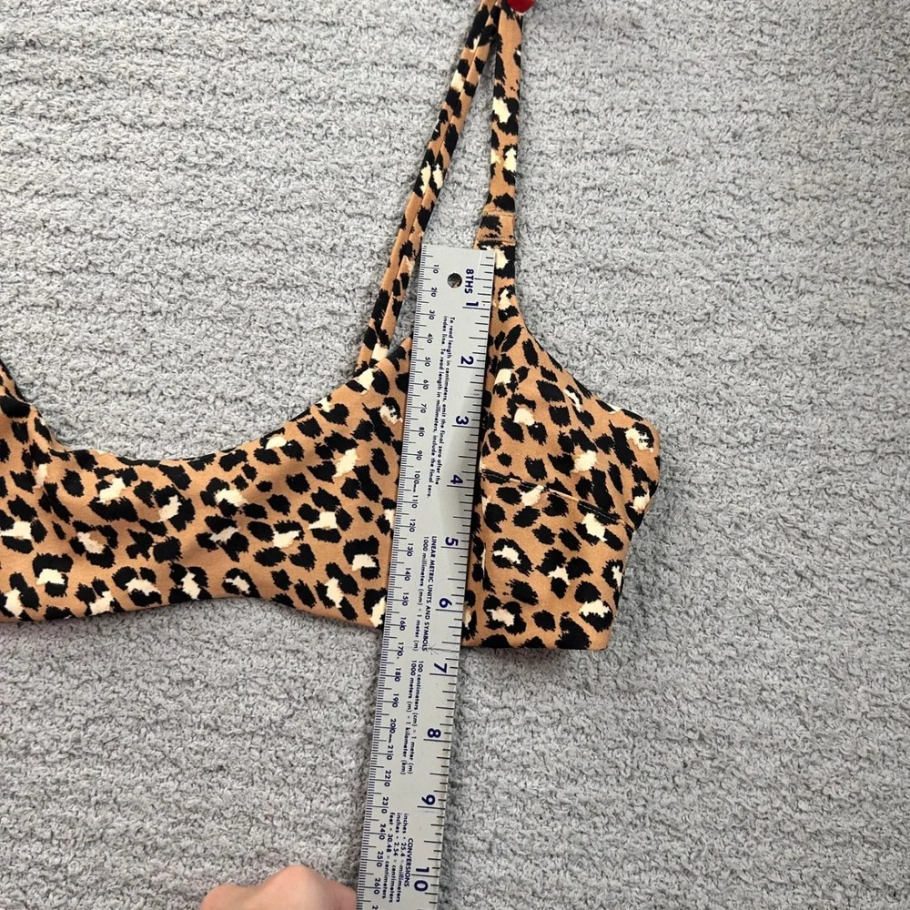 Aerie Leopard Scoop Bikini Top Tan Black Size L Animal Print Beachy Trendy Boho